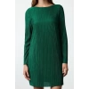 Women Fashion Stylish Mini Length Boat Neck Regular Plain Pleated Lined Shift Knit Dress