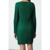 Women Fashion Stylish Mini Length Boat Neck Regular Plain Pleated Lined Shift Knit Dress