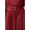 Women Fashion Stylish Midi Length Jacket Collar Regular Belted Skirt Pleated Double Breasted Woven Dress