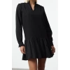 Women Fashion Stylish Mini Length V Neck Regular Shift Straight Cut Skirt Flounce Belmando Woven Dress