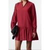 Women Fashion Stylish Mini Length V Neck Regular Shift Straight Cut Skirt Flounce Belmando Woven Dress