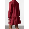 Women Fashion Stylish Mini Length V Neck Regular Shift Straight Cut Skirt Flounce Belmando Woven Dress