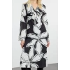 Women Fashion Stylish Midi Length V Neck Regular Floral Patterned A Cut Lace Detail Satin Woven Dress