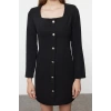 Kadın Moda Şık Mini Boy Kare Yaka Regular Tüvit Dokuma Ceket Elbise