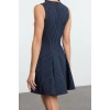 Womens Fashion Stylish Mini Length Crew Neck Regular Striped Skirt Waist Opening Polyviscon Woven Dress