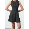 Womens Fashion Stylish Mini Length Crew Neck Regular Striped Skirt Waist Opening Polyviscon Woven Dress