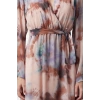 Women Fashion Chic Maxi Length Double Breasted Regular Abstract Pattern Belted A-Line Collar Lined Chiffon Woven Dress