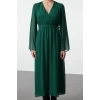 Women Fashion Chic Maxi Length Double Breasted Regular Abstract Pattern Belted A-Line Collar Lined Chiffon Woven Dress