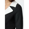 Women Fashion Stylish Midi Length Jacket Collar Regular Color Block Fitted Bodycon Woven Dress