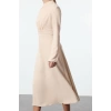 Women Fashion Stylish Midi Length High Neck Regular Skater Waist Open Woven Dress
