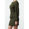 Womens Fashion Mini Length Crew Neck Regular Fitted Drape Detail Balloon Sleeve Woven Dress