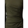 Womens Fashion Mini Length Crew Neck Regular Fitted Drape Detail Balloon Sleeve Woven Dress
