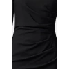 Womens Fashion Mini Length Crew Neck Regular Fitted Drape Detail Balloon Sleeve Woven Dress