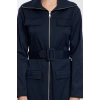 Women Fashion Midi Length Shirt Collar Regular Zippered Pocket Detailed Gabardine Fabric Woven Shirt Dress