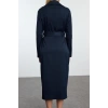 Women Fashion Midi Length Shirt Collar Regular Zippered Pocket Detailed Gabardine Fabric Woven Shirt Dress