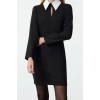 Women Fashion Stylish Mini Length Shirt Collar Regular Fitted Body-Sit Collar Detailed Woven Dress