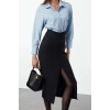Women Fashion Stylish Midi Length Shirt Collar Regular Fitted Body-Smooth Shirt Detailed Woven Dress