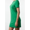 Women Fashion Stylish Mini Length Crew Neck Regular Shift Plain Pattern Stone Embroidered Woven Dress
