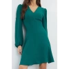 Womens Fashion Stylish Mini Length V Neck Regular A Cut Balloon Sleeve Detailed Woven Dress