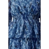 Womens Mini V Neck Ethnic Pattern Skater Waist Opening Skirt Flounce Chiffon Lined Woven Dress