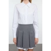 Womens Mini Length Shirt Collar Regular Pleated Skirt Detailed Skater Waist Open Woven Shirt Dress