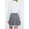 Womens Mini Length Shirt Collar Regular Pleated Skirt Detailed Skater Waist Open Woven Shirt Dress