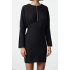 Women Fashion Stylish Mini Length Crew Neck Fitted Body-Smoothing Zipper Detailed Woven Dress