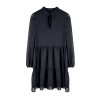 Women Fashion Stylish Mini Length Stand Collar Regular Plain Wide Cut Polka Dot Chiffon Fabric Woven Winter Dress