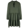 Women Fashion Stylish Mini Length Stand Collar Regular Plain Wide Cut Polka Dot Chiffon Fabric Woven Winter Dress