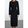 Women Fashion Stylish Midi Length Crew Neck Regular Bodycon Woven Dress