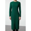 Women Fashion Stylish Midi Length Crew Neck Regular Bodycon Woven Dress