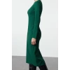 Women Fashion Stylish Midi Length Crew Neck Regular Bodycon Woven Dress