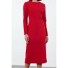 Women Fashion Stylish Midi Length Crew Neck Regular Bodycon Woven Dress