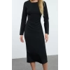 Women Fashion Stylish Midi Length Crew Neck Regular Bodycon Woven Dress