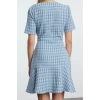 Womens Fashion Stylish Mini Length Crew Neck Regular Skirt Waist Opening Tweed Woven Dress