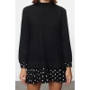 Women Fashion Stylish Mini Length Crew Neck Regular Selanik Polka Dot Knitted Dress