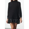 Women Fashion Stylish Mini Length Crew Neck Regular Selanik Polka Dot Knitted Dress