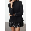 Women Fashion Stylish Mini Length Crew Neck Regular Selanik Polka Dot Knitted Dress