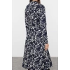 Womens Maxi Halter Neck Floral Floral Fitted Halter Neck Detailed Stretchy Knit Dress
