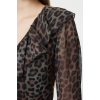 Women Fashion Stylish Mini Length V Neck Regular Limited Edition Flounce Skirt Leopard Chiffon Woven Dress