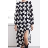 Womens Fashion Maxi Length Crew Neck Regular Limited Edition Geometric Patterned Straight Cut Woven Dress