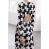 Womens Fashion Maxi Length Crew Neck Regular Limited Edition Geometric Patterned Straight Cut Woven Dress
