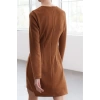 Womens Fashion Mini Length Crew Neck Regular Limited Edition Accessory Detailed Suede Winter Woven Dress