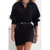 Women Fashion Stylish Mini Length Shirt Collar Regular Limited Edition Belted Woven Dress