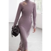 Womens Fashion Stylish Midi Length Stand Collar Slim Limited Edition Body-Sit Cut Out Detailed Knitted Dress