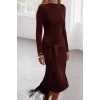 Womens Fashion Stylish Midi Length Crew Neck Regular Limited Edition Tassel Detailed Buzzy Flexible Knit Dress