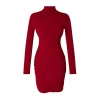 Women Fashion Stylish Mini Length Stand Collar Slim Limited Edition Fitted Stretchy Knitted Dress
