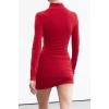 Women Fashion Stylish Mini Length Stand Collar Slim Limited Edition Fitted Stretchy Knitted Dress