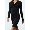 Women Fashion Stylish Mini Length Cowl Neck Fitted Bodycone Plain Knitted Dress