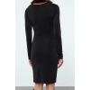 Women Fashion Stylish Mini Length Cowl Neck Fitted Bodycone Plain Knitted Dress